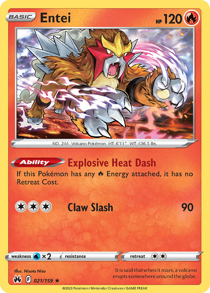 (021/159) Pokemon TCG Crown Zenith Single: Entei Holo Rare