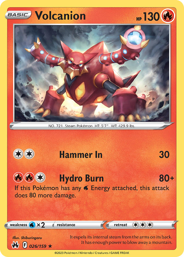 (026/159) Pokemon TCG Crown Zenith Single: Volcanion Holo Rare