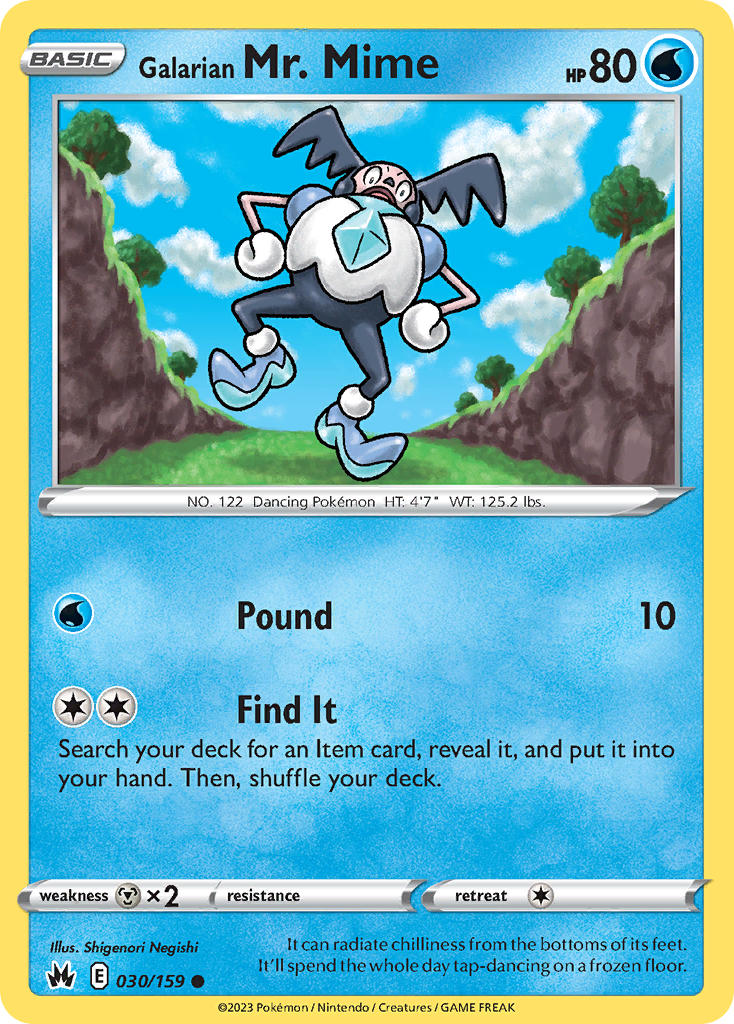 (030/159) Pokemon TCG Crown Zenith Single: Galarian Mr. Mime Reverse Holo Common