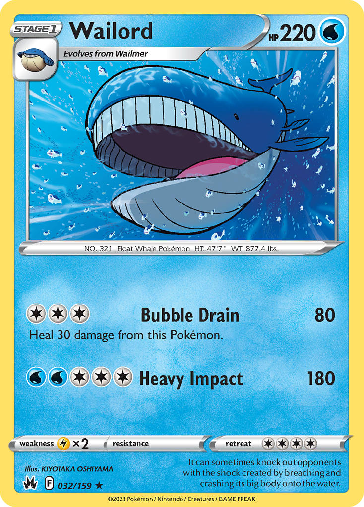 (032/159) Pokemon TCG Crown Zenith Single: Wailord Reverse Holo Rare