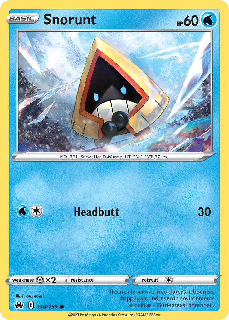 (034/159) Pokemon TCG Crown Zenith Single: Snorunt Common
