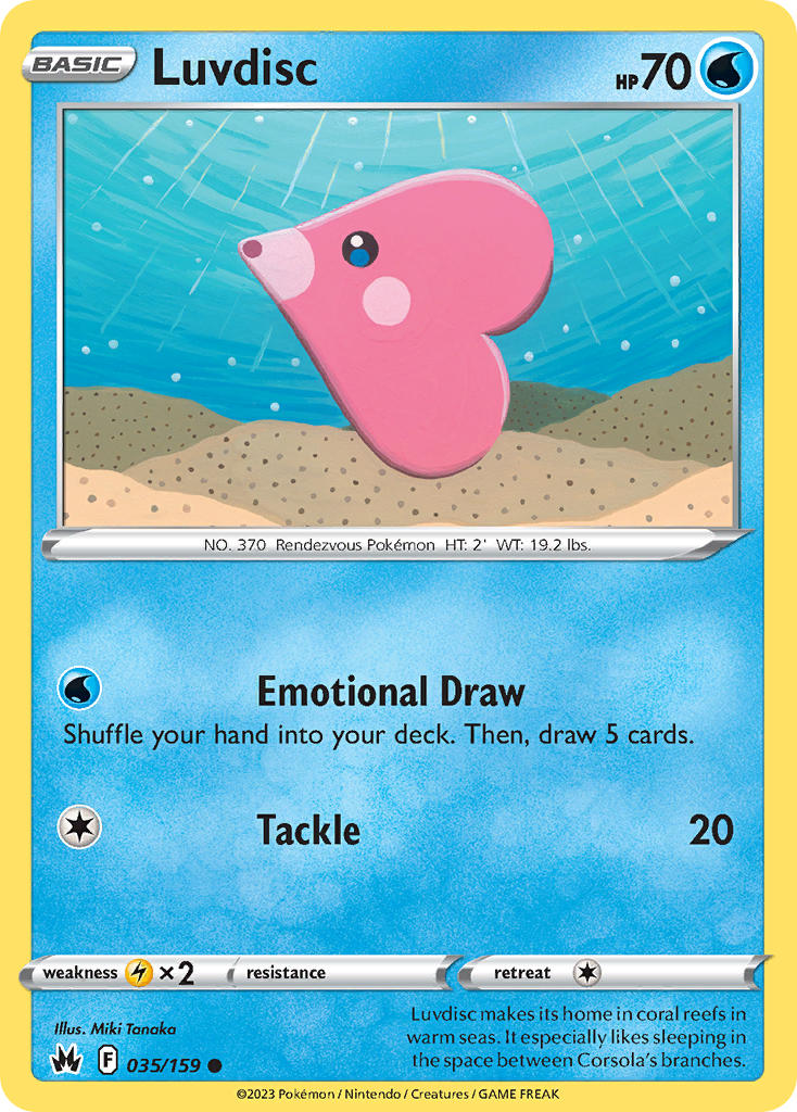 (035/159) Pokemon TCG Crown Zenith Single: Luvdisc Reverse Holo Common