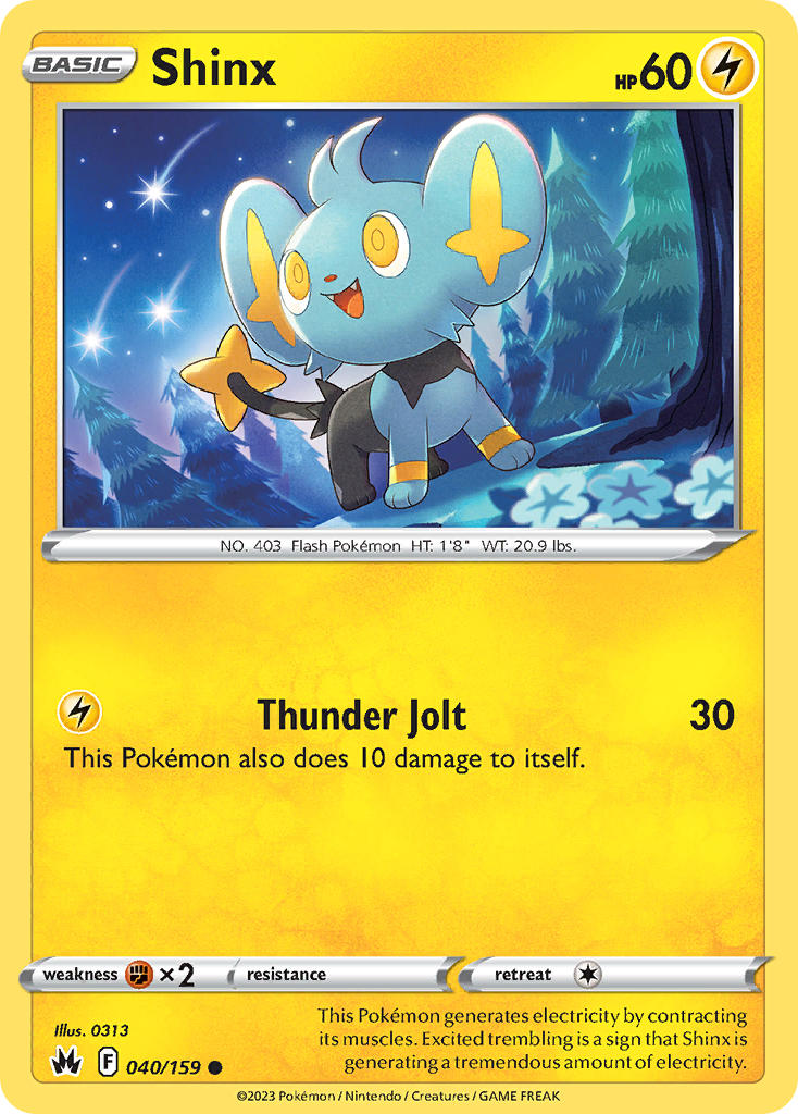 (040/159) Pokemon TCG Crown Zenith Single: Shinx Reverse Holo Common