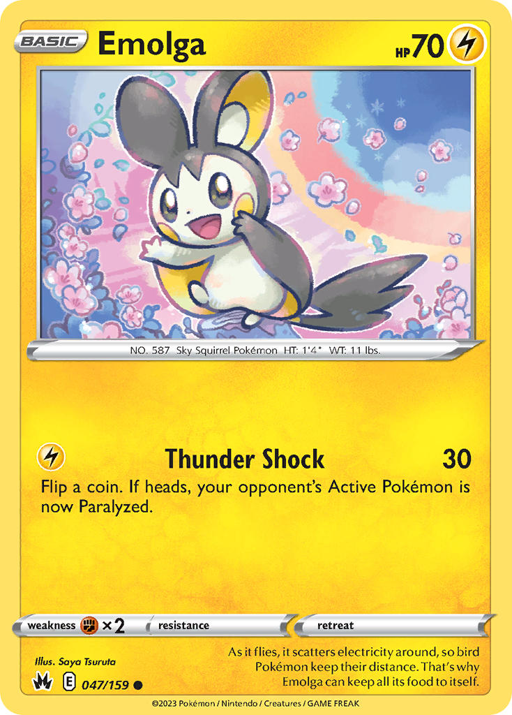 (047/159) Pokemon TCG Crown Zenith Single: Emolga Common