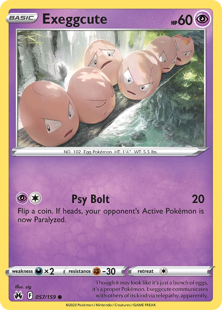 (057/159) Pokemon TCG Crown Zenith Single: Exeggcute Reverse Holo Common