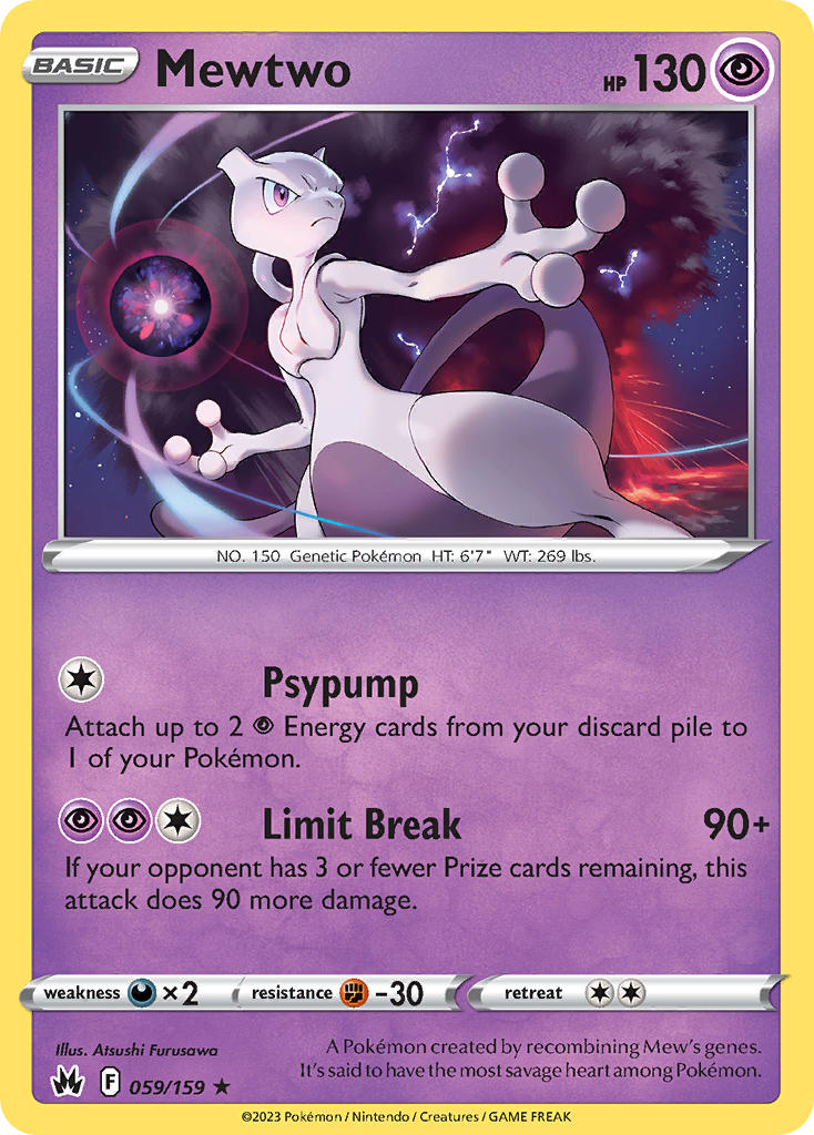 (059/159) Pokemon TCG Crown Zenith Single: Mewtwo Reverse Holo Holo Rare