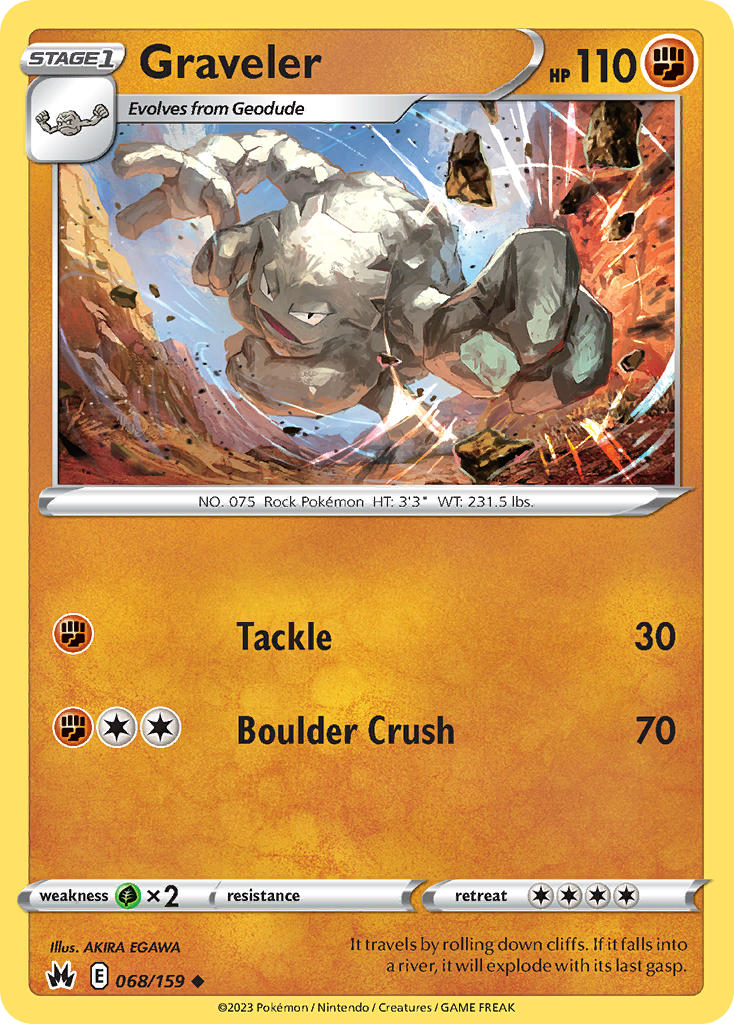 (068/159) Pokemon TCG Crown Zenith Single: Graveler Uncommon