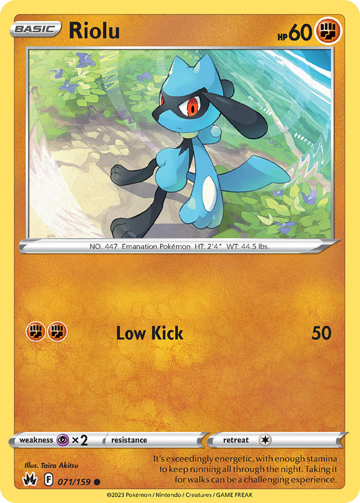 (071/159) Pokemon TCG Crown Zenith Single: Riolu Common