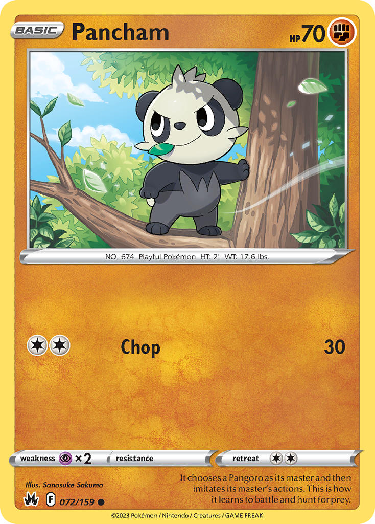 (072/159) Pokemon TCG Crown Zenith Single: Pancham Reverse Holo Common