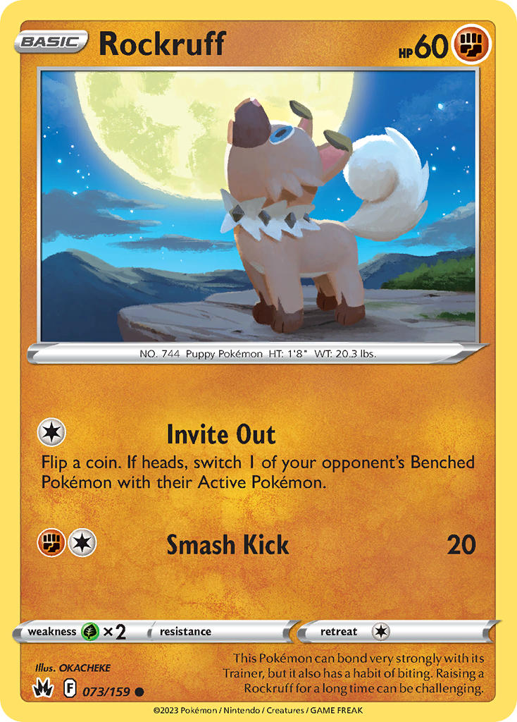 (073/159) Pokemon TCG Crown Zenith Single: Rockruff Common