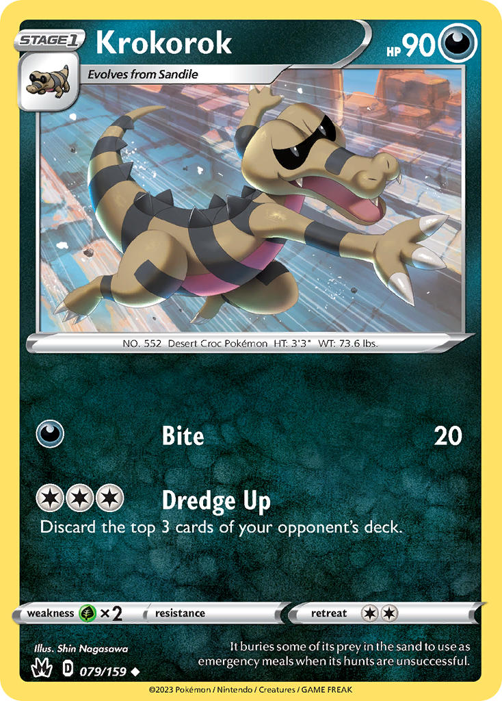 (079/159) Pokemon TCG Crown Zenith Single: Krokorok Reverse Holo Uncommon