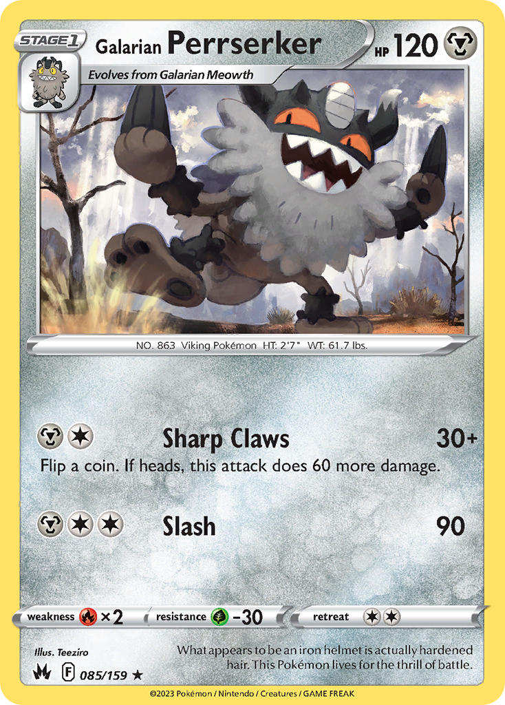 (085/159) Pokemon TCG Crown Zenith Single: Galarian Perrserker Reverse Holo Rare