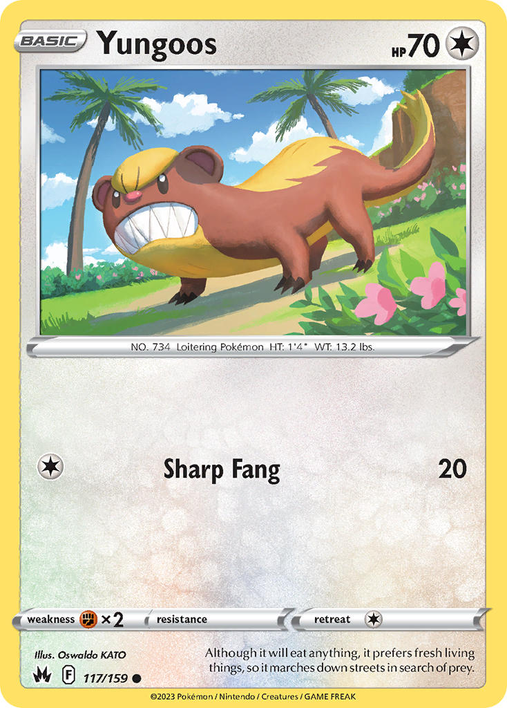 (117/159) Pokemon TCG Crown Zenith Single: Yungoos Common