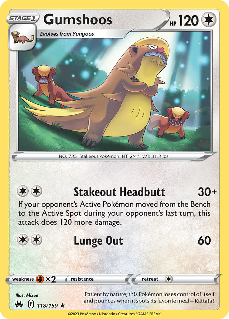 (118/159) Pokemon TCG Crown Zenith Single: Gumshoos Rare