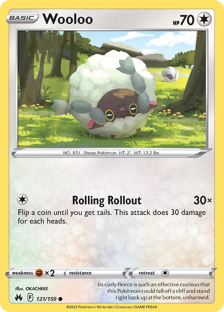 (121/159) Pokemon TCG Crown Zenith Single: Wooloo Reverse Holo Common