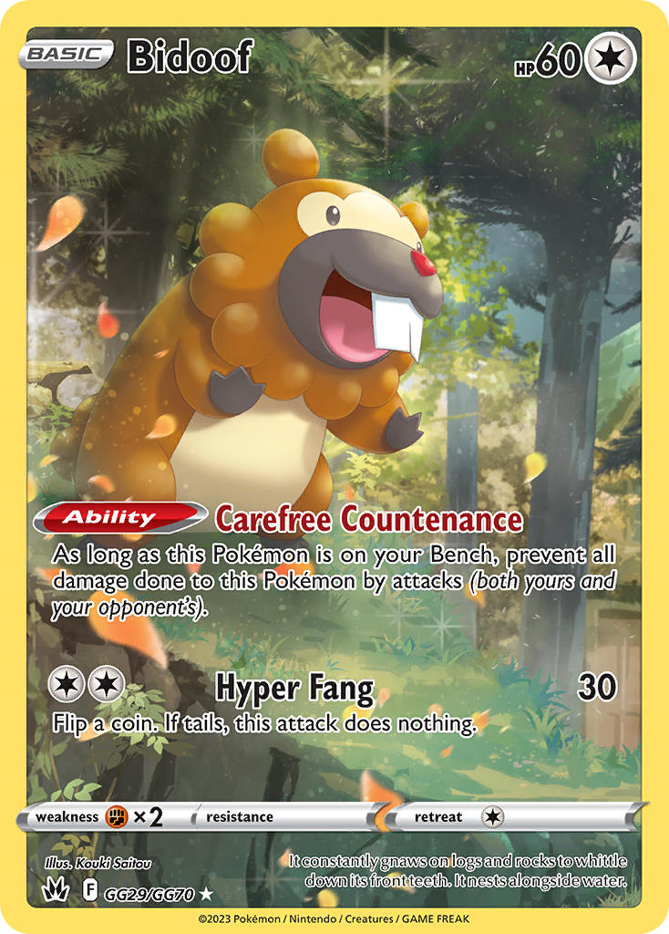 (GG29/GG70) Pokemon TCG Crown Zenith Single: Bidoof Holo Rare