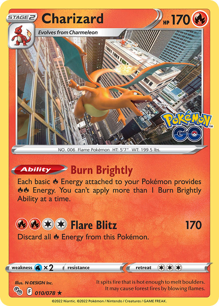 (010/078) Pokemon TCG Pok���mon GO Single: Charizard Holo Rare