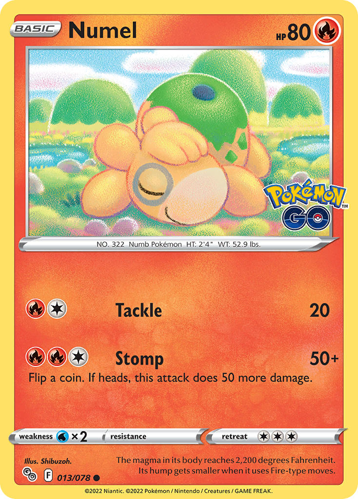 (013/078) Pokemon TCG Pok���mon GO Single: Numel Reverse Holo Common