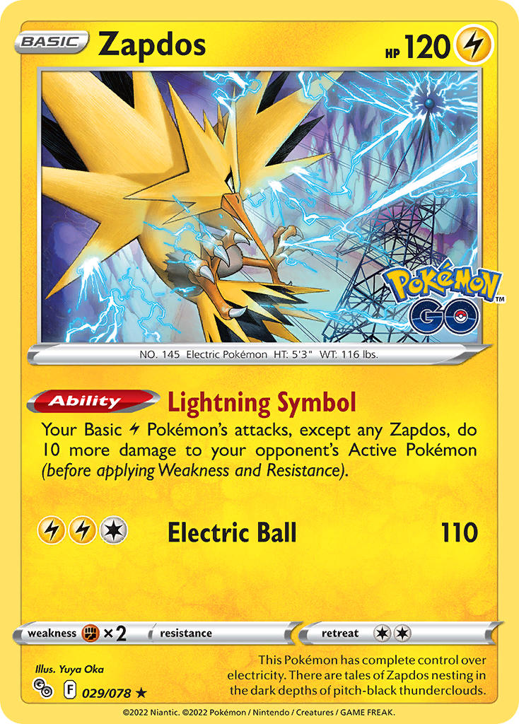 (029/078) Pokemon TCG Pok���mon GO Single: Zapdos Reverse Holo Holo Rare