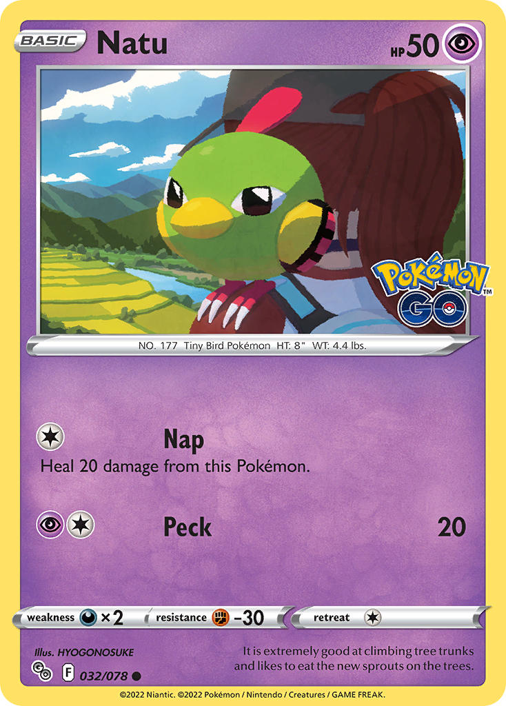 (032/078) Pokemon TCG Pok���mon GO Single: Natu Reverse Holo Common