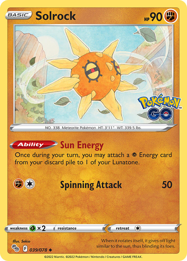 (039/078) Pokemon TCG Pok���mon GO Single: Solrock Reverse Holo Uncommon
