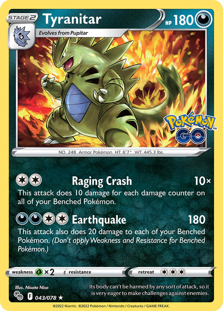 (043/078) Pokemon TCG Pok���mon GO Single: Tyranitar Reverse Holo Holo Rare