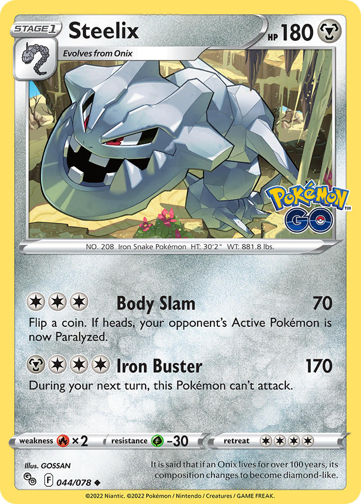 (044/078) Pokemon TCG Pok���mon GO Single: Steelix Reverse Holo Uncommon