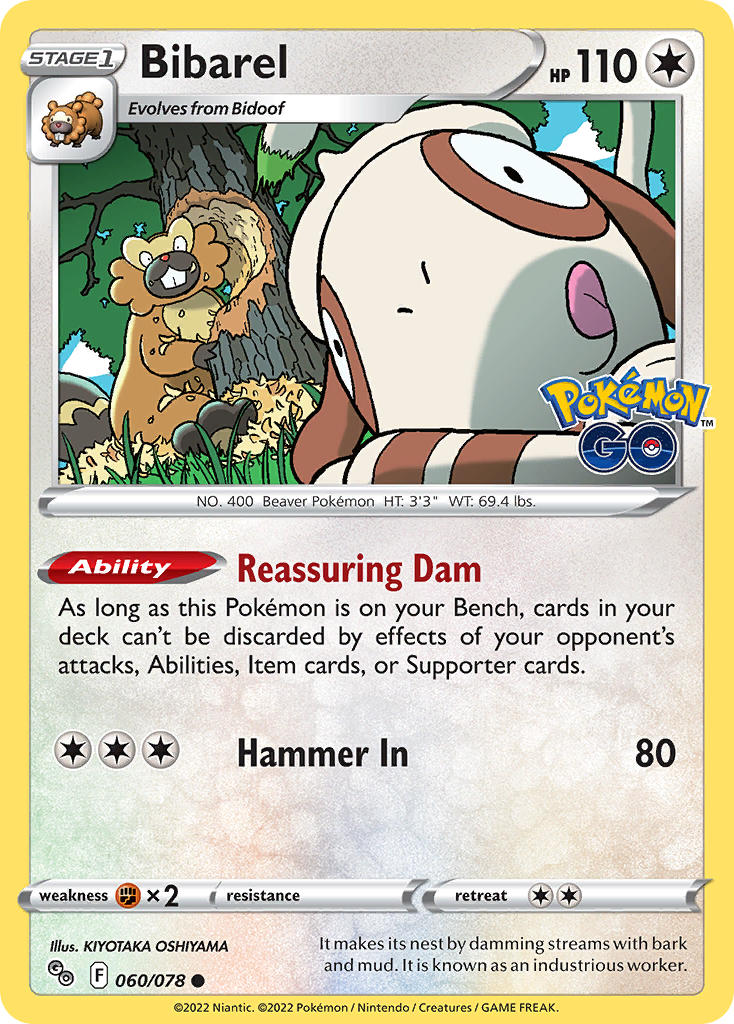 (060/078) Pokemon TCG Pok���mon GO Single: Bibarel Reverse Holo Common