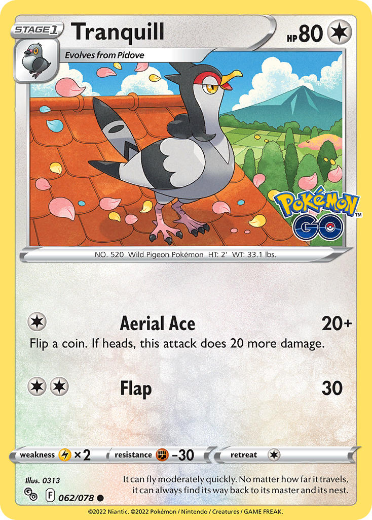 (062/078) Pokemon TCG Pok���mon GO Single: Tranquill Common
