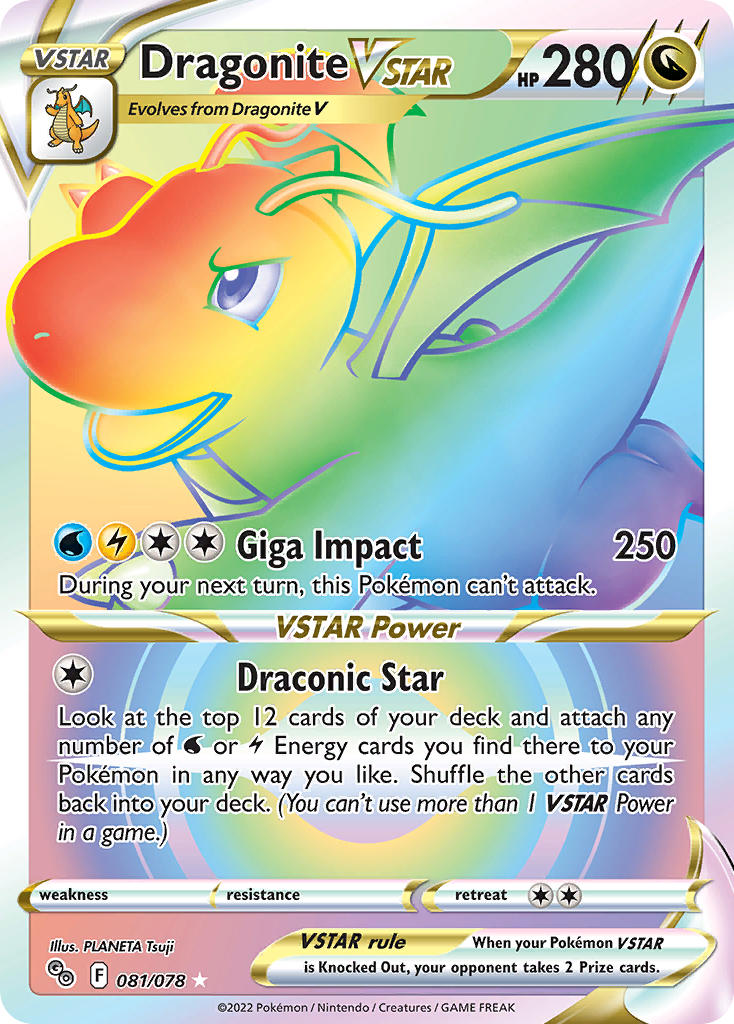 (081/078) Pokemon TCG Pok���mon GO Single: Dragonite VSTAR Secret Rare