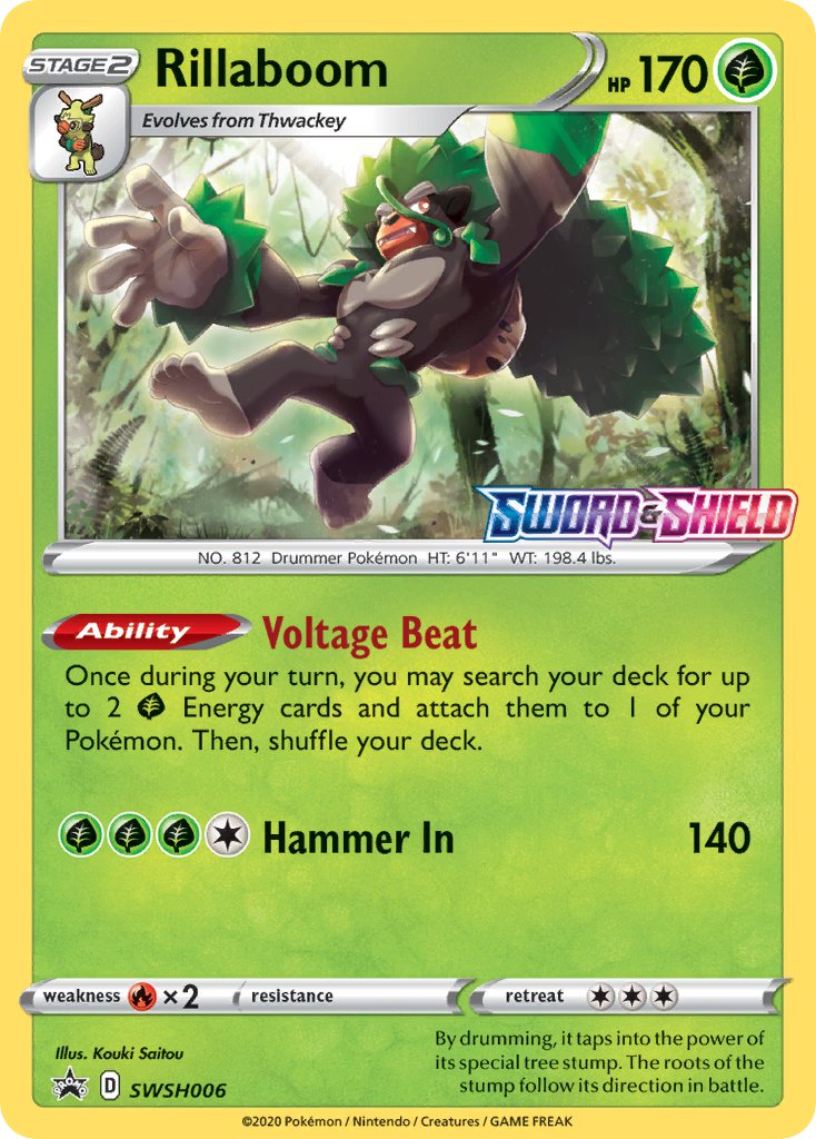(006) Pokemon TCG SWSH Black Star Promos Single: Rillaboom Promo