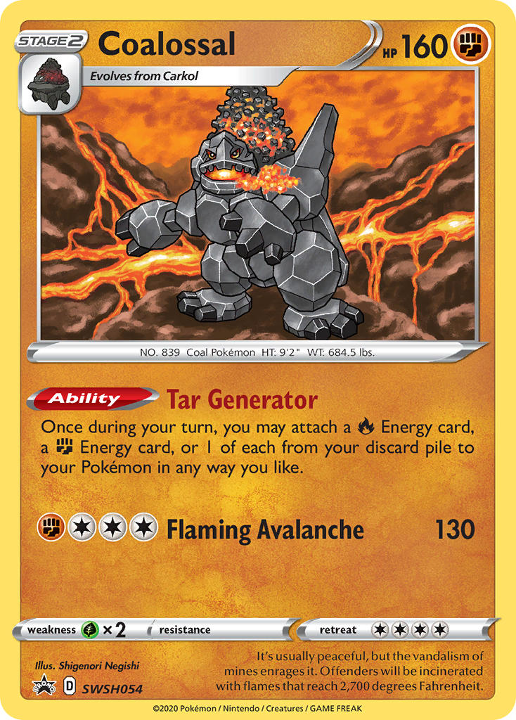 (054) Pokemon TCG SWSH Black Star Promos Single: Coalossal Promo