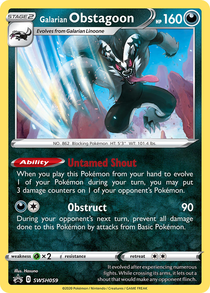 (059) Pokemon TCG SWSH Black Star Promos Single: Galarian Obstagoon Promo
