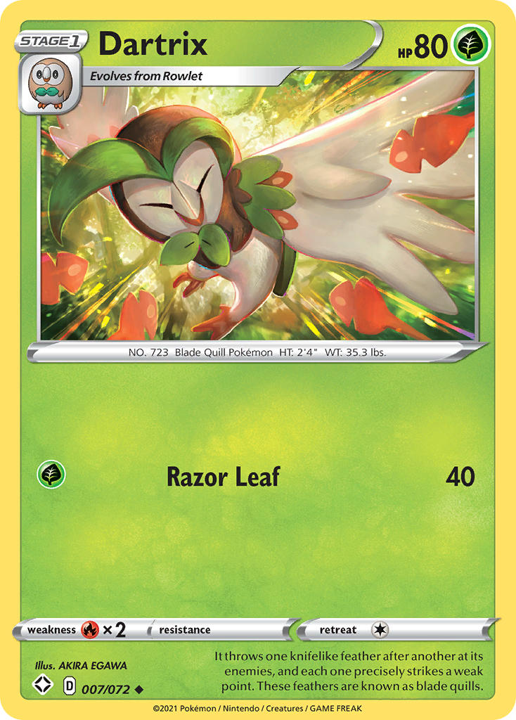 (007/072) Pokemon TCG Shining Fates Single: Dartrix Uncommon