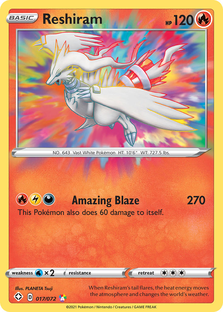 (017/072) Pokemon TCG Shining Fates Single: Reshiram Amazing Rare