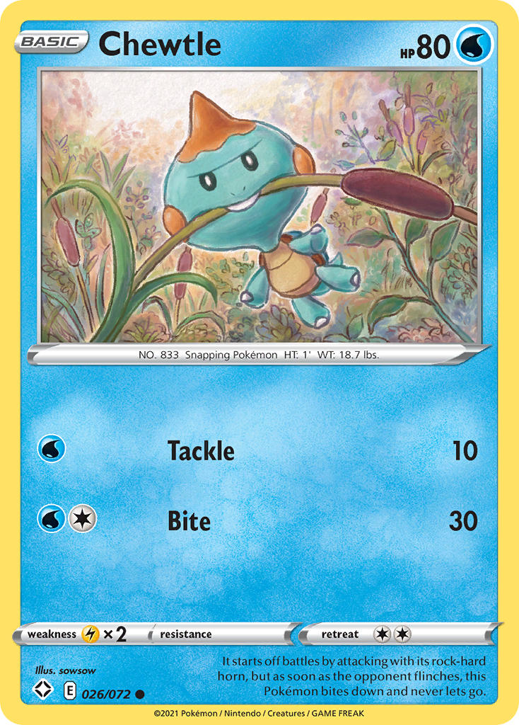 (026/072) Pokemon TCG Shining Fates Single: Chewtle Common