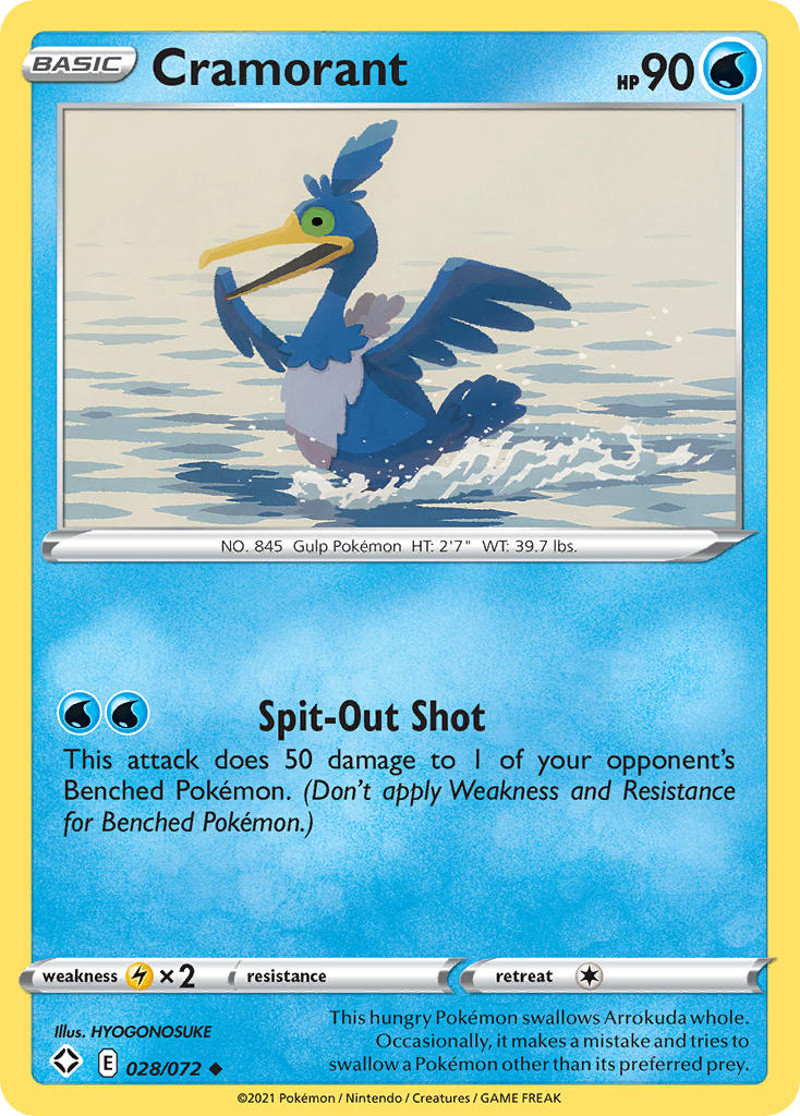 (028/072) Pokemon TCG Shining Fates Single: Cramorant Reverse Holo Uncommon
