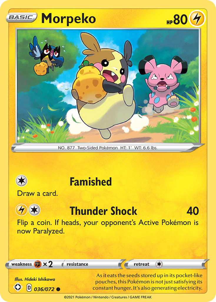 (036/072) Pokemon TCG Shining Fates Single: Morpeko Reverse Holo Common