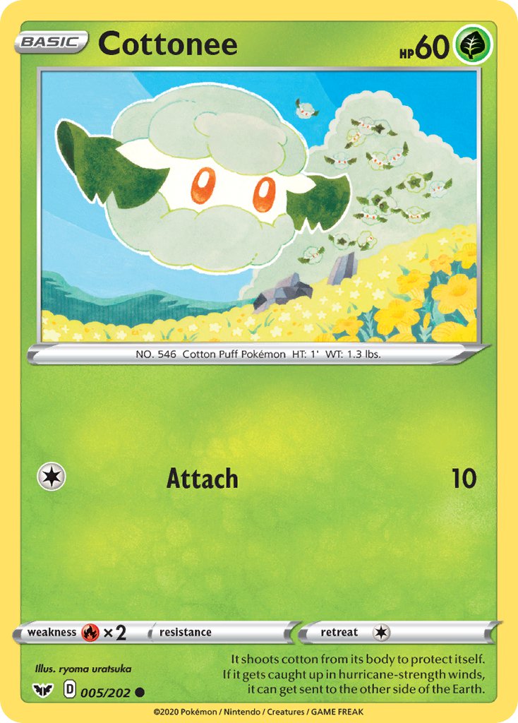 (005/202) Pokemon TCG Sword & Shield Single: Cottonee Common