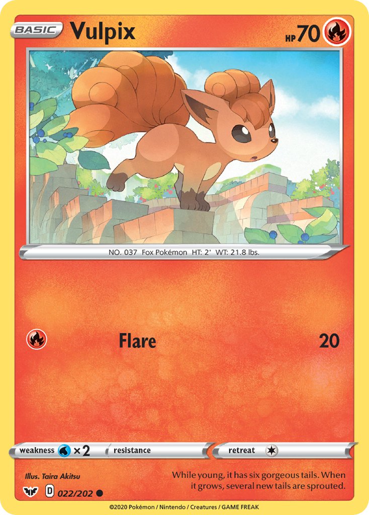 (022/202) Pokemon TCG Sword & Shield Single: Vulpix Common