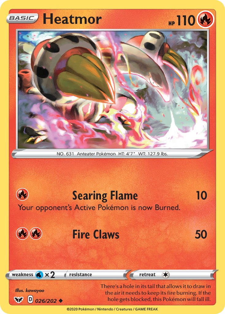 (026/202) Pokemon TCG Sword & Shield Single: Heatmor Reverse Holo Uncommon