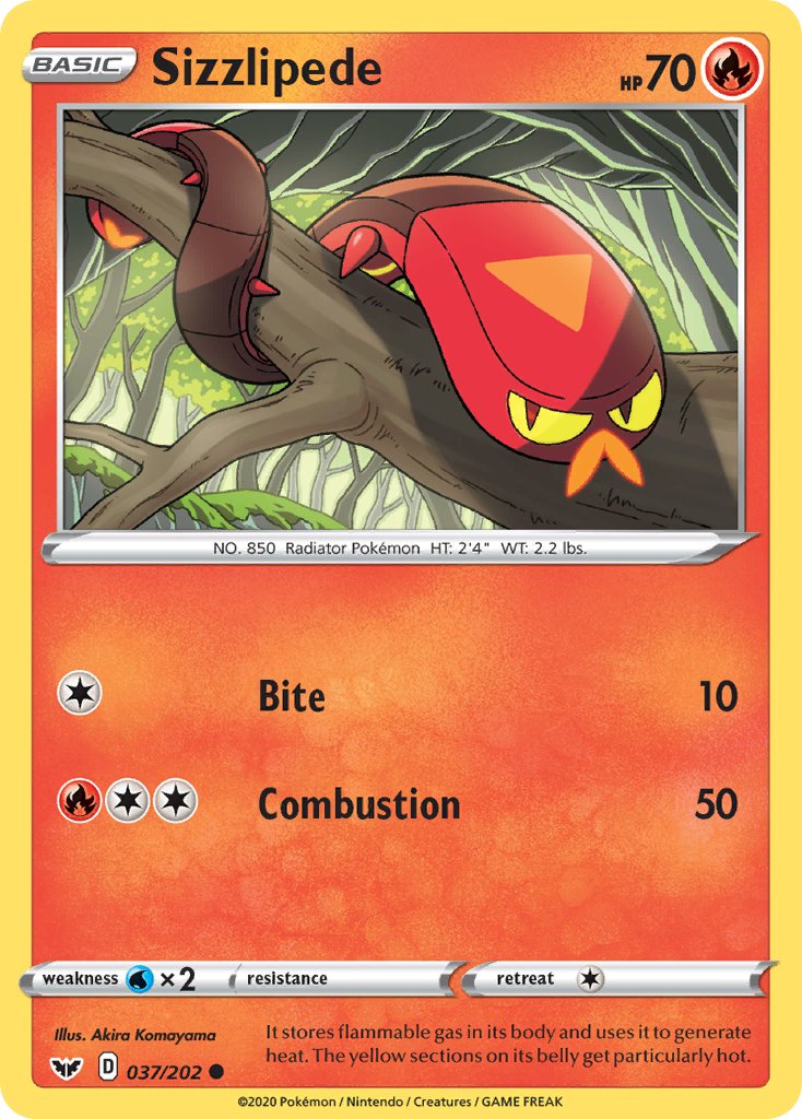 (037/202) Pokemon TCG Sword & Shield Single: Sizzlipede Common