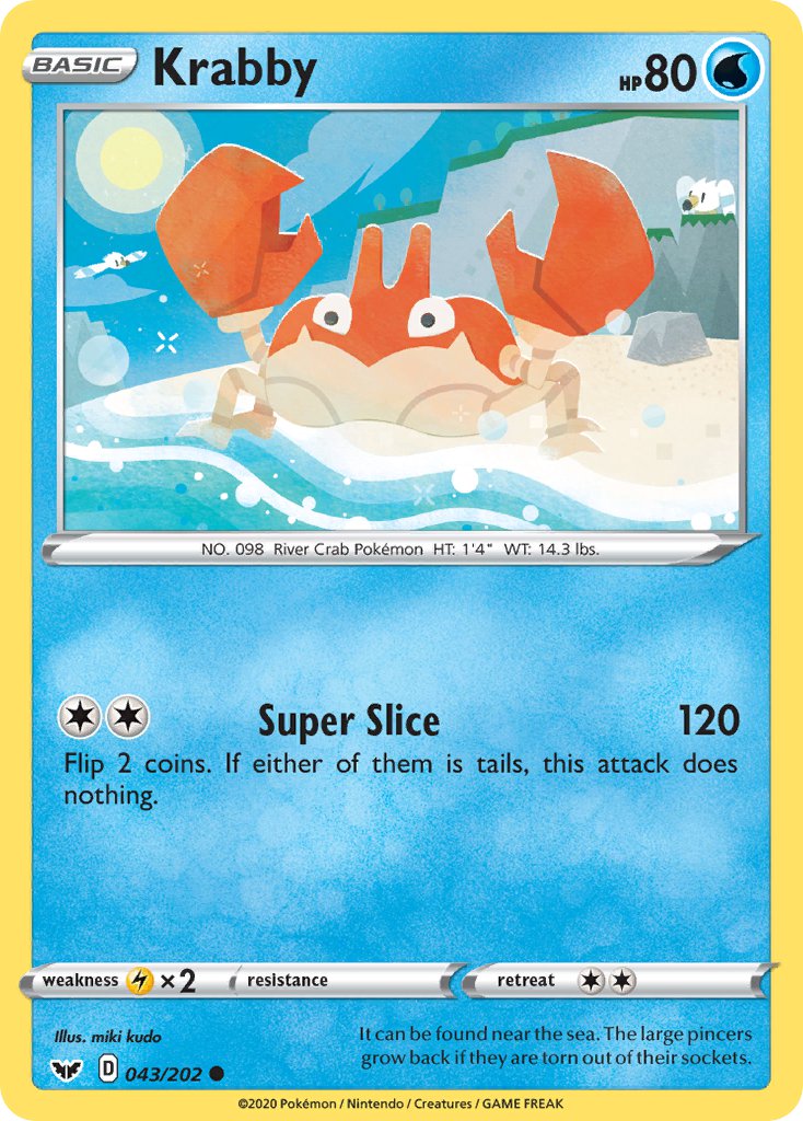 (043/202) Pokemon TCG Sword & Shield Single: Krabby Common