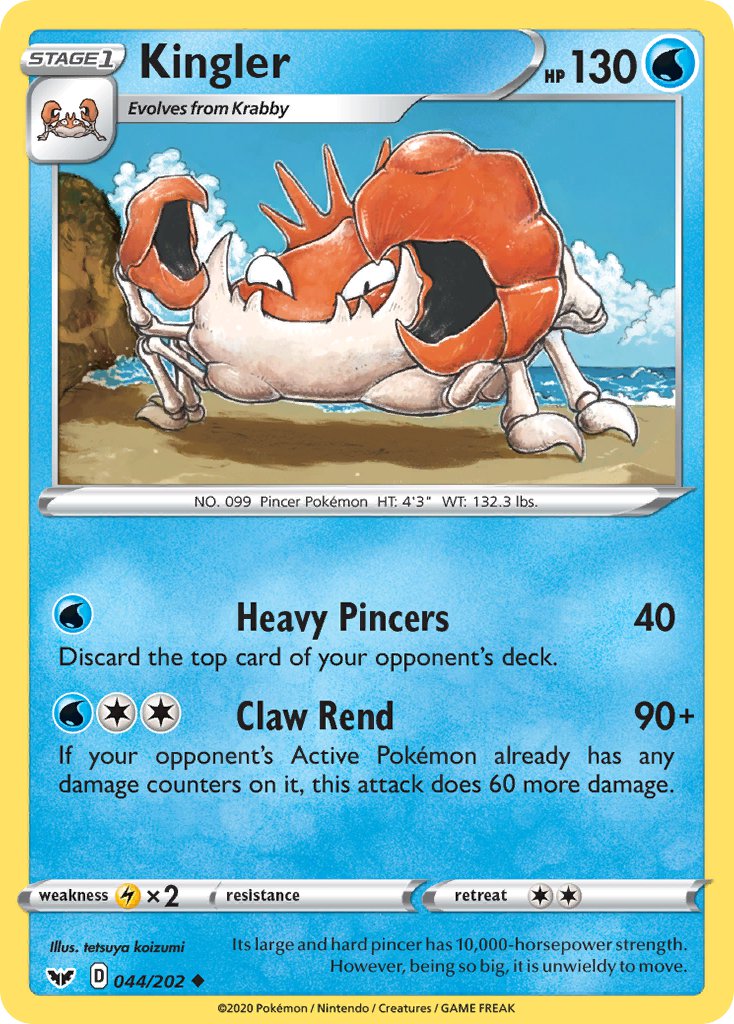 (044/202) Pokemon TCG Sword & Shield Single: Kingler Uncommon