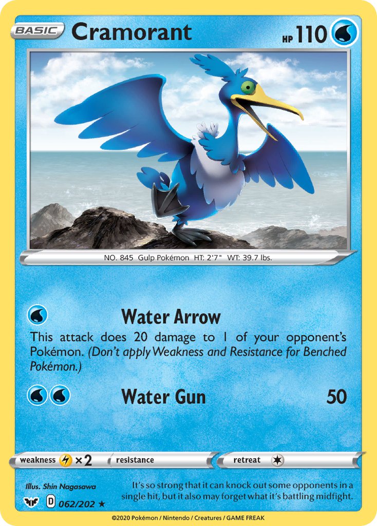 (062/202) Pokemon TCG Sword & Shield Single: Cramorant Rare