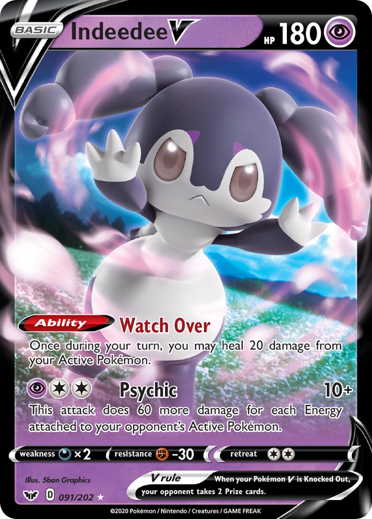 (091/202) Pokemon TCG Sword & Shield Single: Indeedee V Ultra Rare