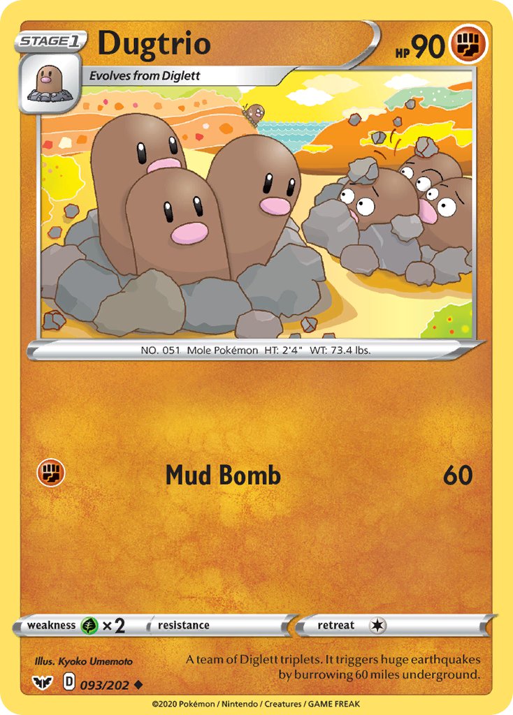 (093/202) Pokemon TCG Sword & Shield Single: Dugtrio Reverse Holo Uncommon