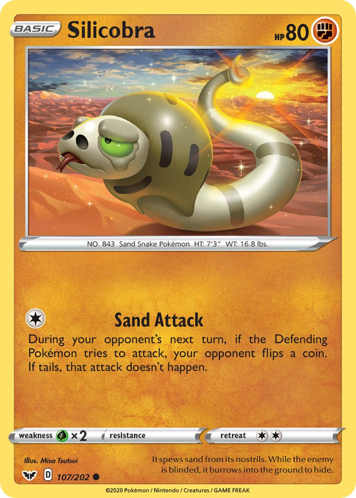 (107/202) Pokemon TCG Sword & Shield Single: Silicobra Common