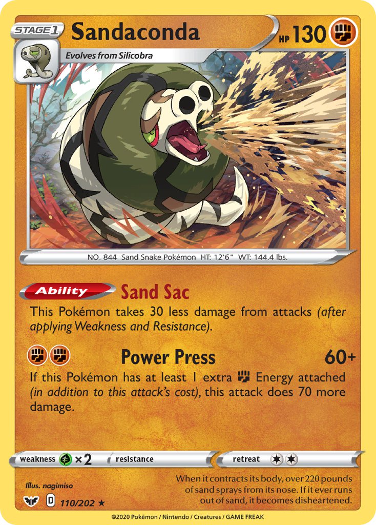 (110/202) Pokemon TCG Sword & Shield Single: Sandaconda Reverse Holo Holo Rare