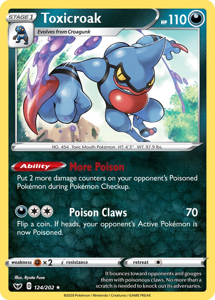 (124/202) Pokemon TCG Sword & Shield Single: Toxicroak Reverse Holo Holo Rare